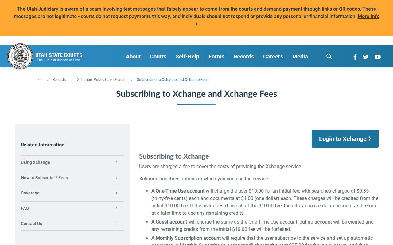 Utah Xchange one-time and monthly access choices for case history