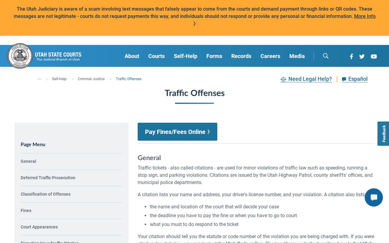 Millard County traffic ticket payment contest and deferred prosecution guidance
