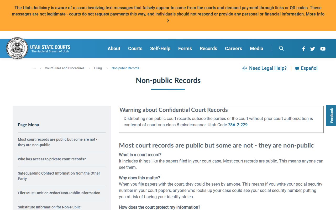 Millard County court record redaction and sealing guidance