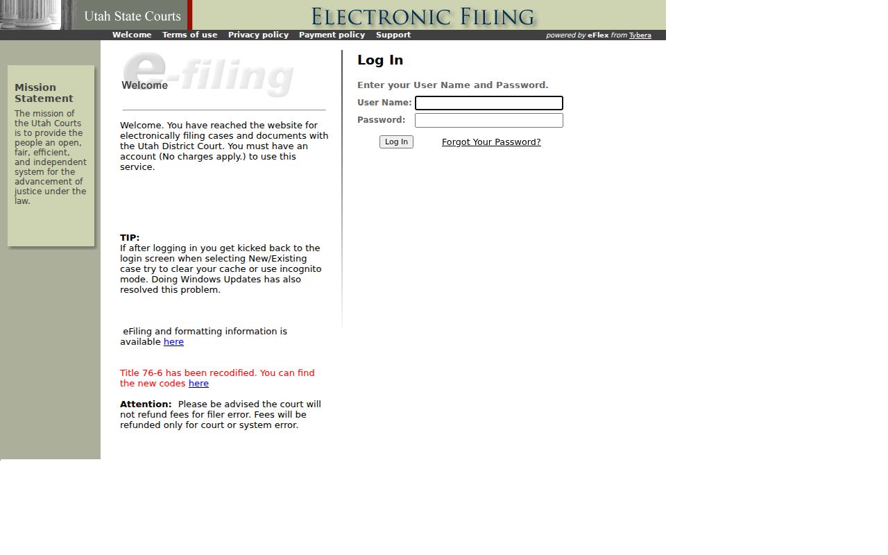 Millard County civil docket Utah District Court eFiling login
