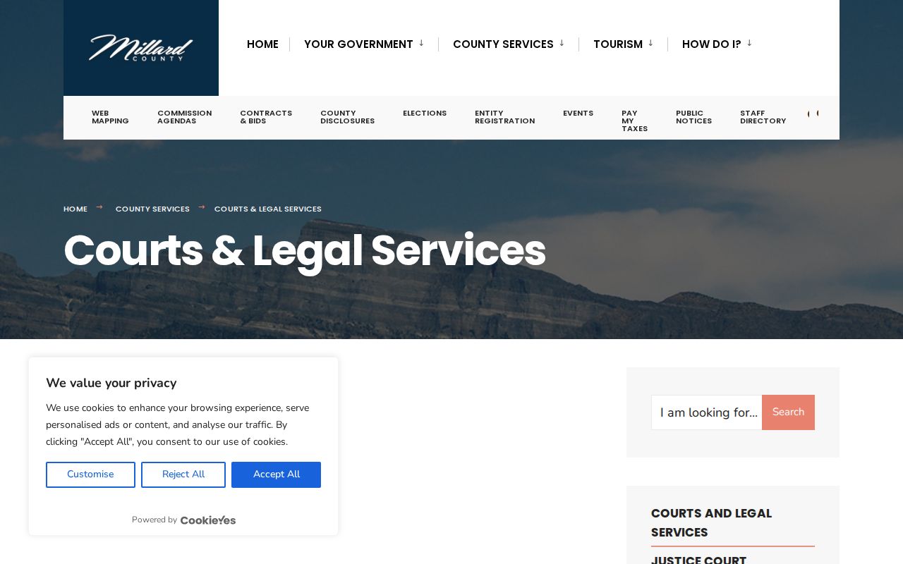 Millard County court docket directory for Fillmore and Delta courtrooms